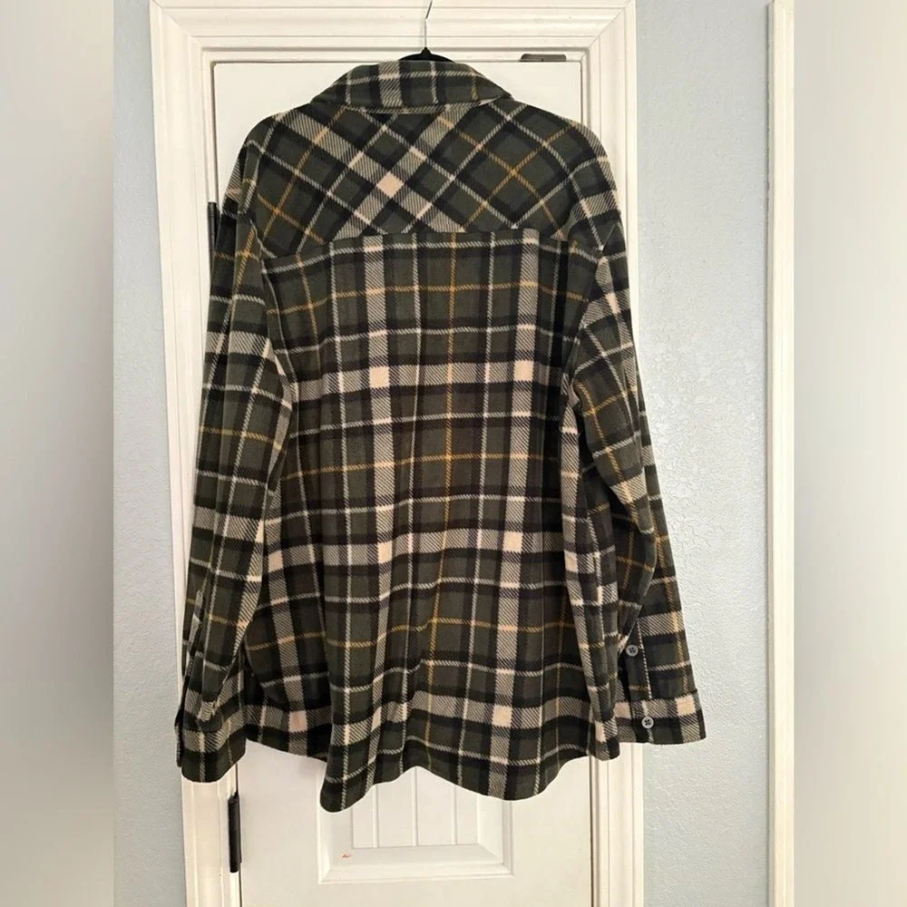 Freedom Foundry Fleece Shirt Jacket Mens XXL Green Plaid Excellent Shacket Heavy